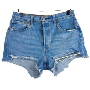 Levi’s 501 High Rise Cut Off Denim Shorts Blue - W29 29